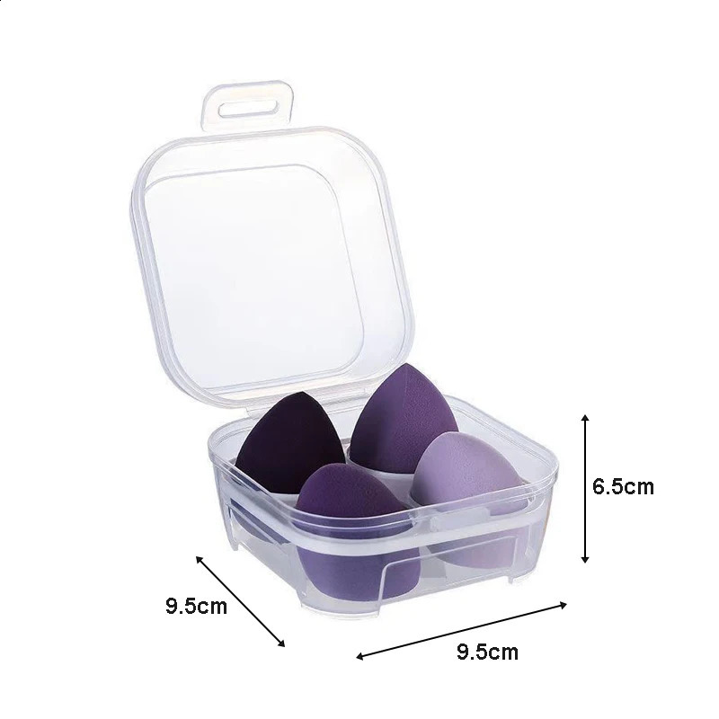 4 pieces of makeup blender makeup foam makeup sponge with storage box basic powder sponge beauty tools female makeup accessories 241008