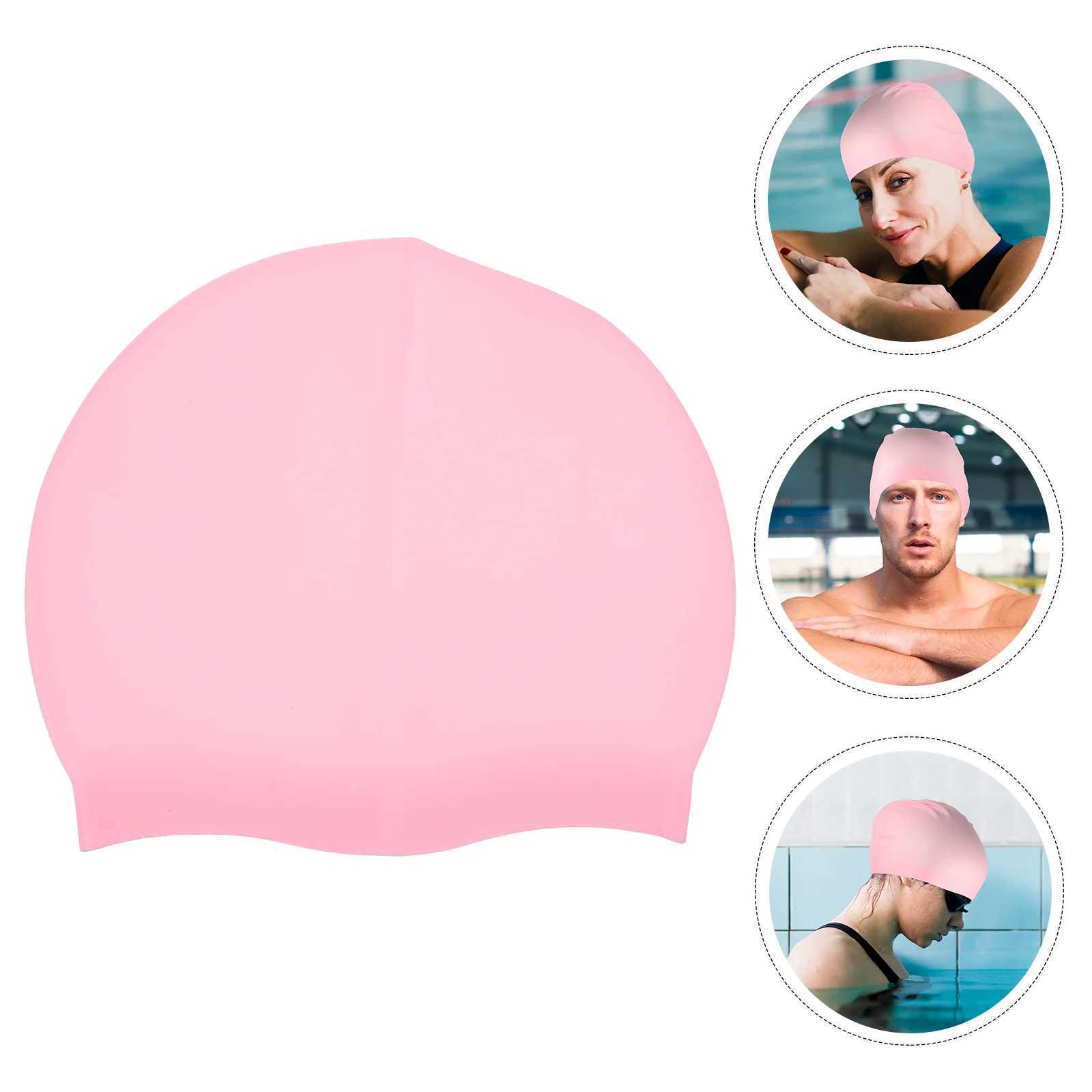 Pu Swimming Hat Bathing Adult Large Women Outdoor Silicone Hat Pink Men CL241009