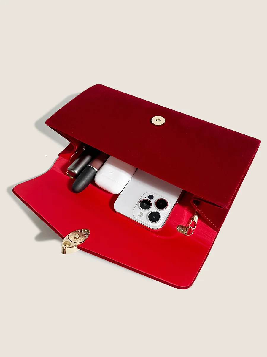 Red blue vintage elegant velvet evening bag fashionable high-end sensory clutch shoulder bag wedding party womens small handbag 241008