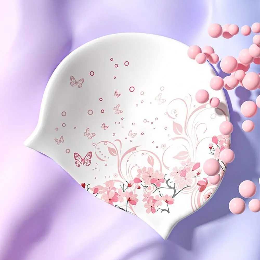 Silicone swimming cap high elasticity waterproof womens ear protection long hair sports large swimming pool cap no size diving cap CL241009