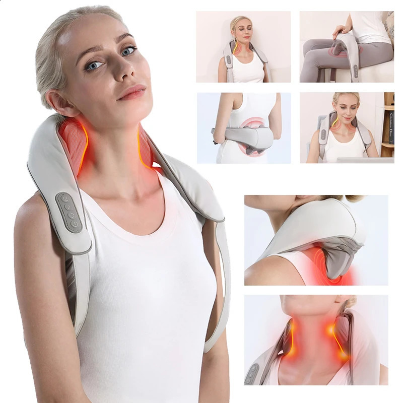 Wireless neck and back massager electric neck and shoulder massager 6D finger pressure kneading massager Shawl Ceramic trapezoidal massager 241008