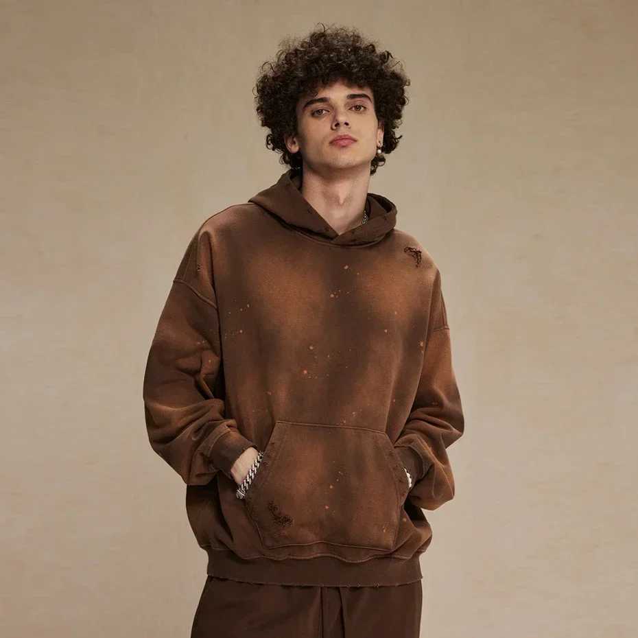 Men's Hoodies Sweatshirts Mens Tracksuits Mens Sets Autumn Winter Hoodies Pants Male Vintage Oversized Hoodie Streetwear Spot Suits Black Q241009