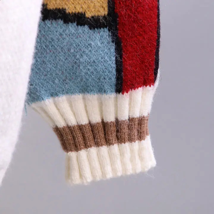Korean clothes Winter Cardigan Jumper cartoon Tops Turtleneck Pullover Casual Sweater Loose Knitwear Girl 241007