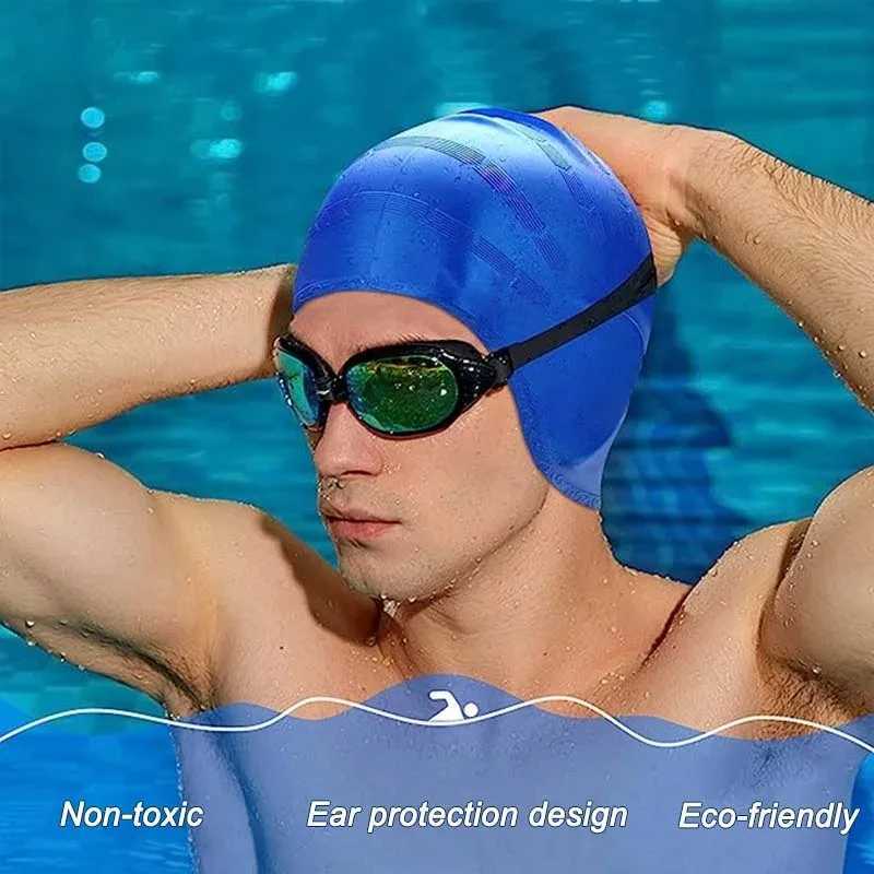 Waterproof swimming cap - high elasticity ear protection large silicone diving cap enhances comfort and durability CL241010