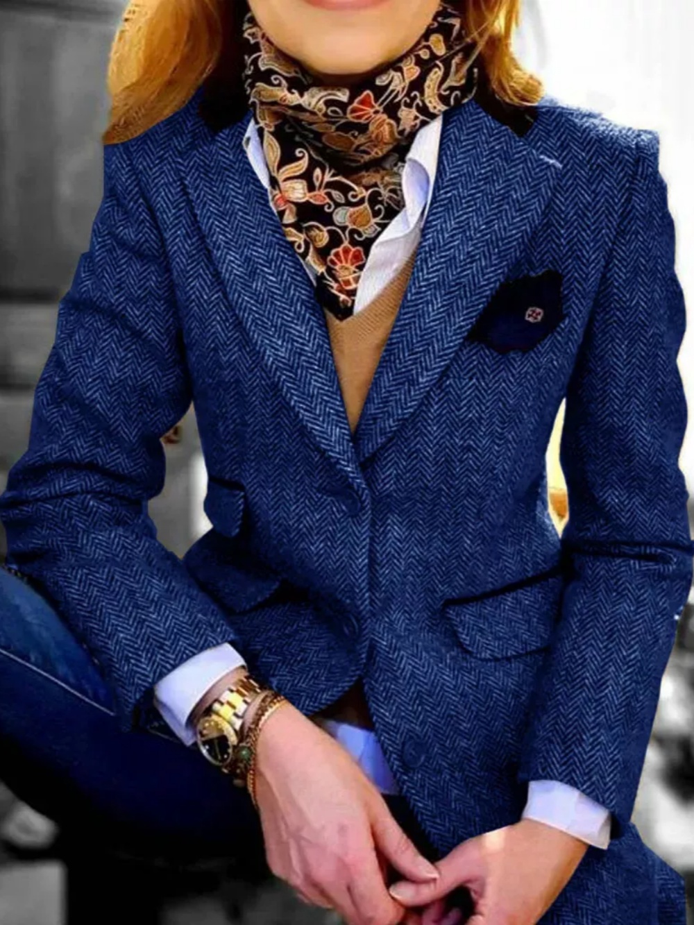 Fashion Mother of the Bride Suits One Piece Set Jacket Women Business V Neck Two Pocket Formal Work Wear