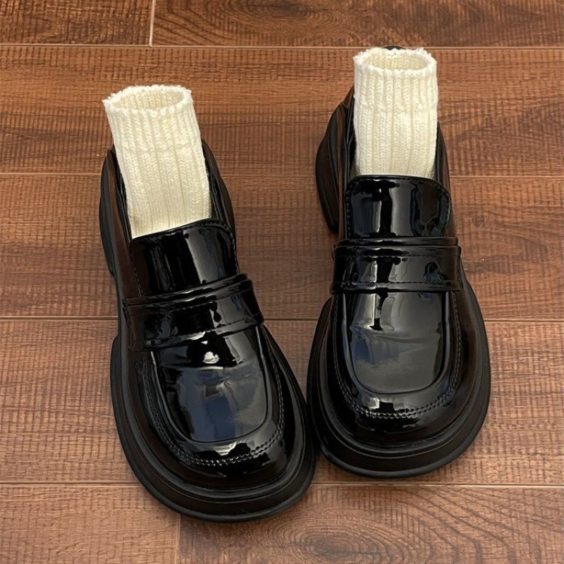 College style thick soled JK small leather shoes for women 2024 new spring and autumn versatile Korean version round toe single shoe trend
