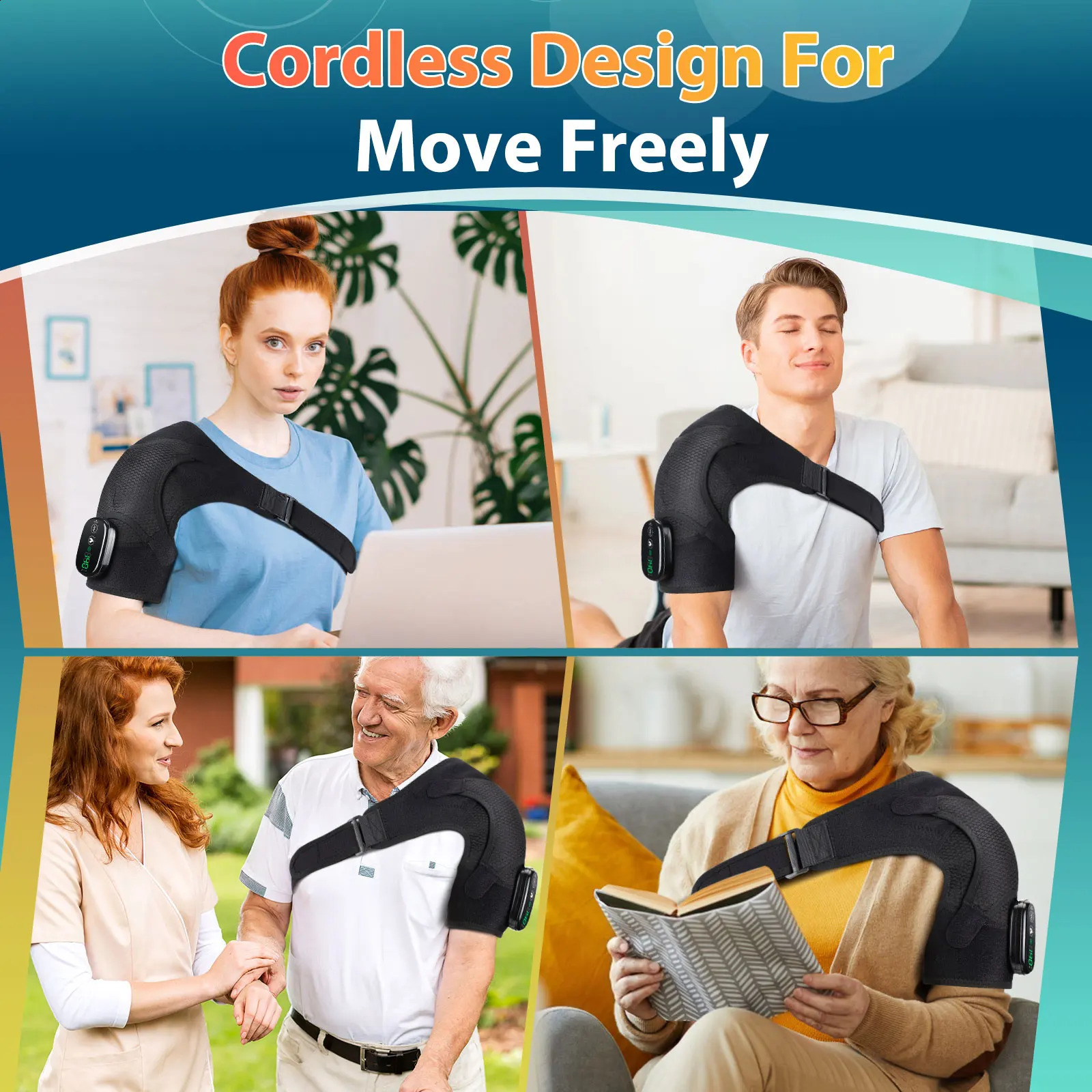 2-in-1 electric shoulder stand with 3-speed heating and vibration massage shoulder support massage belt 241008