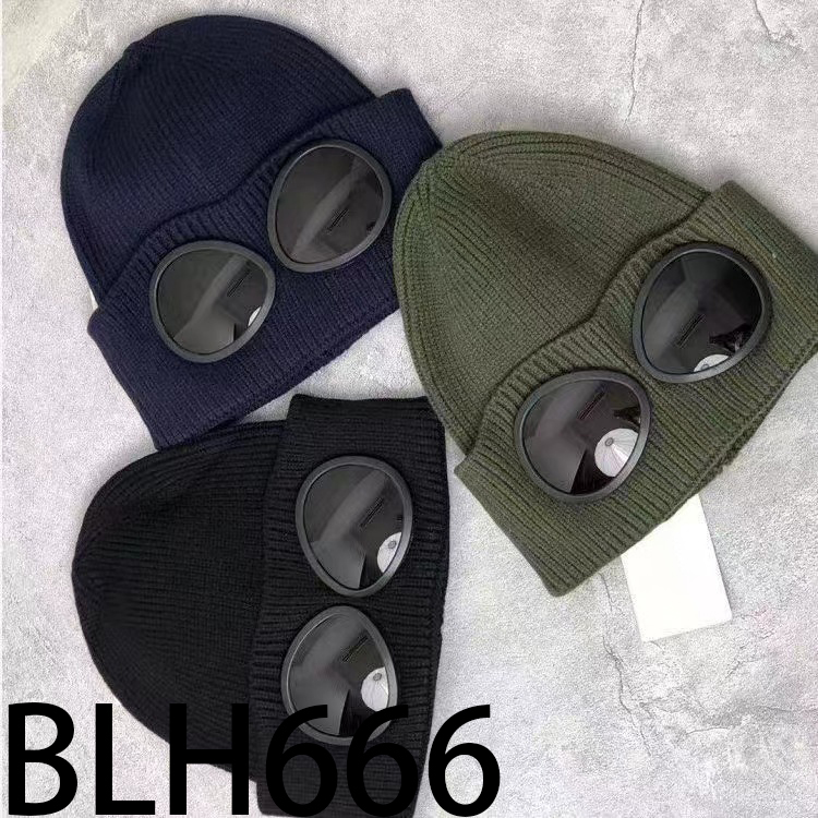 Designer Beanie bonnet company mens hat two lens Caps winter knitted hats Goggles Glasses men caps Beanies Skull Caps Outdoor Women Uniesex Black Grey