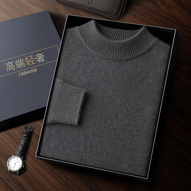2025 new model New Designer Winter Needle trend Double Strand Thick Men s Solid Color Cashmere Round Neck Knitted Sweater Men s Plus Size Woolen Sweat