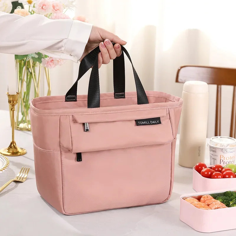 Insulated lunch box bag large capacity food zipper storage bag womens cooler travel picnic handbag 241008