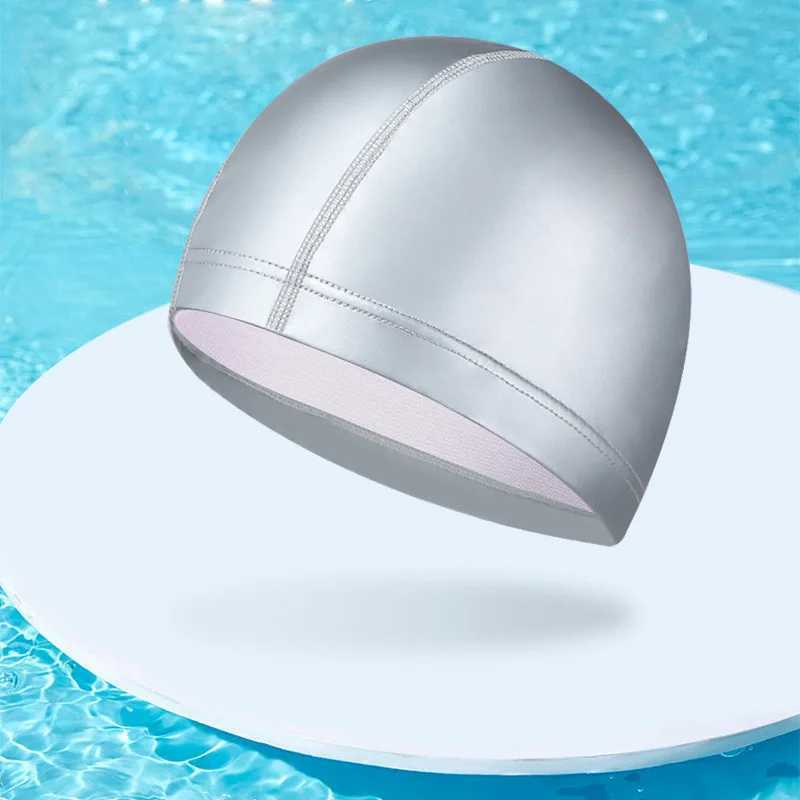 Summer swimming cap quick drying unisex adult breathable large anti slip PU solid color water sports waterproof swimming diving cap CL241009