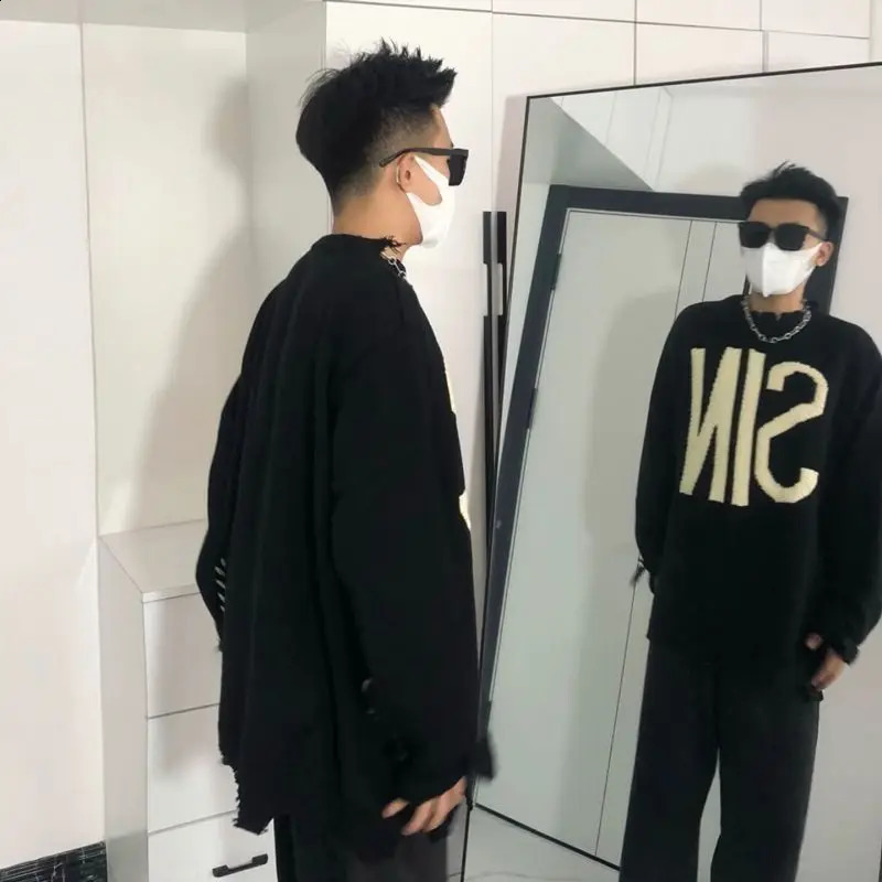 Autumn and Winter Street Style Sweater Mens Loose Fashion Trust High Quality Wool Outer Knitted Zipper 241007