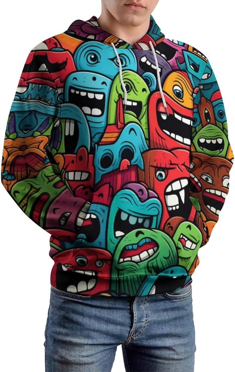Hoodie for Mens Womens Unisex Psychedelic Cartoon Pattern Hoodies For Men 3D Printed Hippie Fun Long Sleeved Pullover Hoodie Graphic Hoodies sweatshir