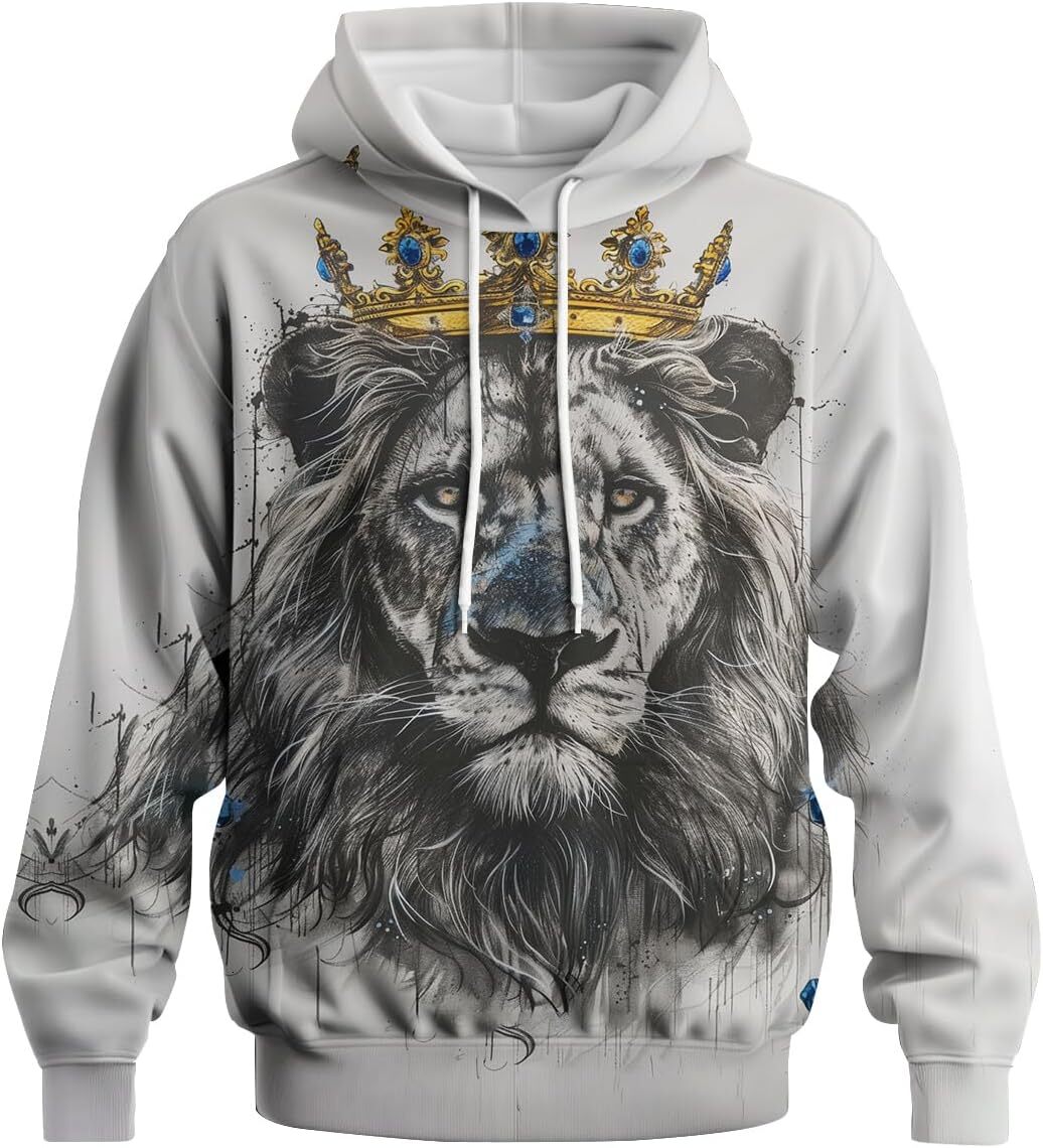 Hoodie for Mens Womens Mens Lion Hoodies 3D Printed Cool Animal Sweatshirt Hooded Casual Long Sleeve Pullover With Pockets Graphic Hoodies sweatshirt 