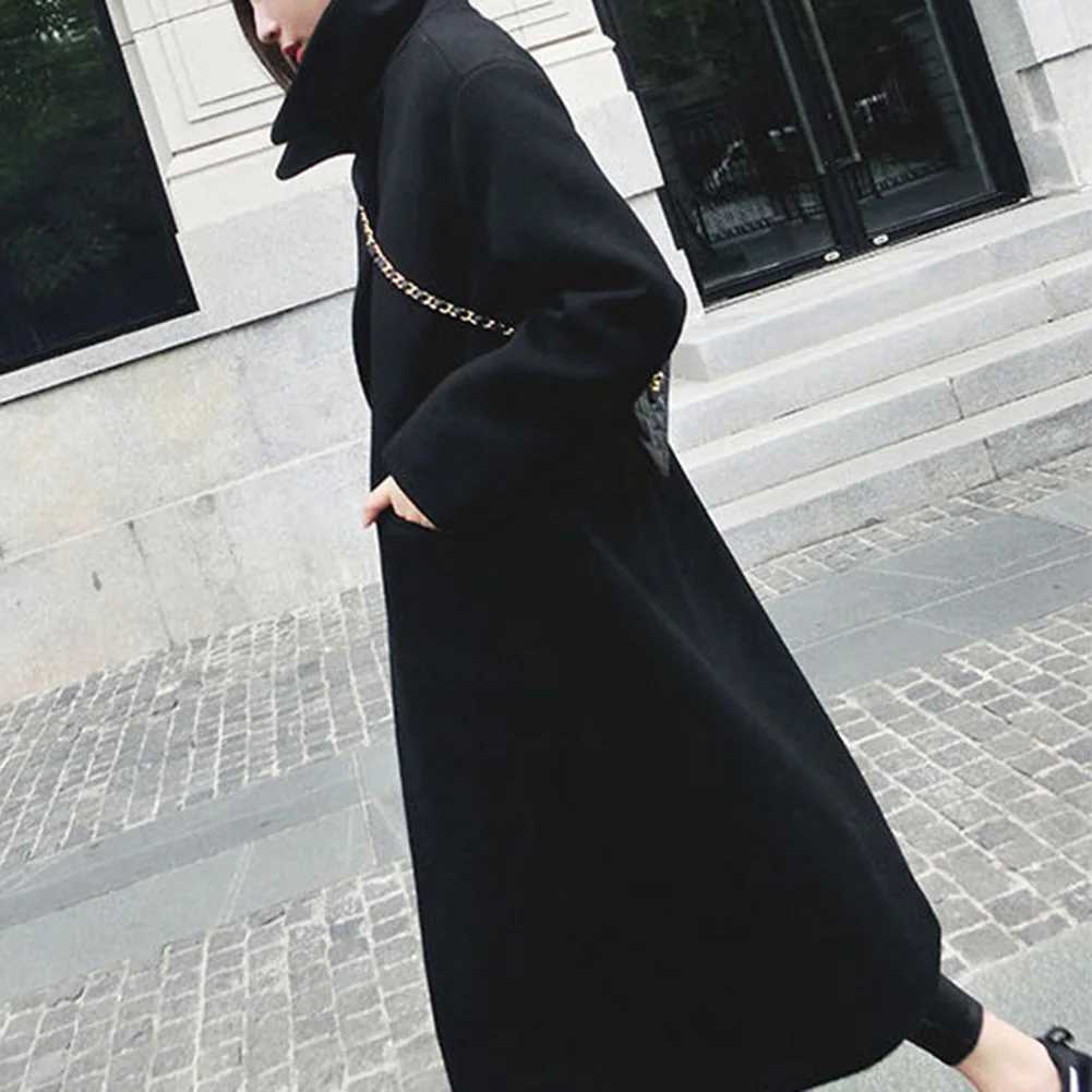 Fashion Coat Women Solid Color Thick Pocket Women Autumn Winter Warm Long Jacket CoatX241009