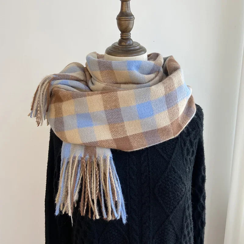 Pamwallymensa Womens Scarf Winter Tippet Scarves for Ladies Plaid Shawls Warm British Style Thicken Man 241009