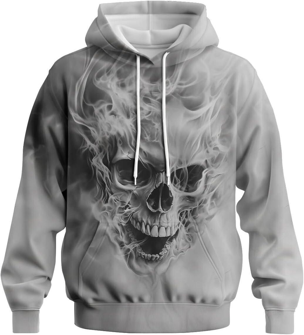 Hoodie for Mens Womens Mens Skull Graphic Hoodies Novelty 3D Print Sweatshirts Pullover Street Fashion Tops with Pocket Graphic Hoodies sweatshirt tra