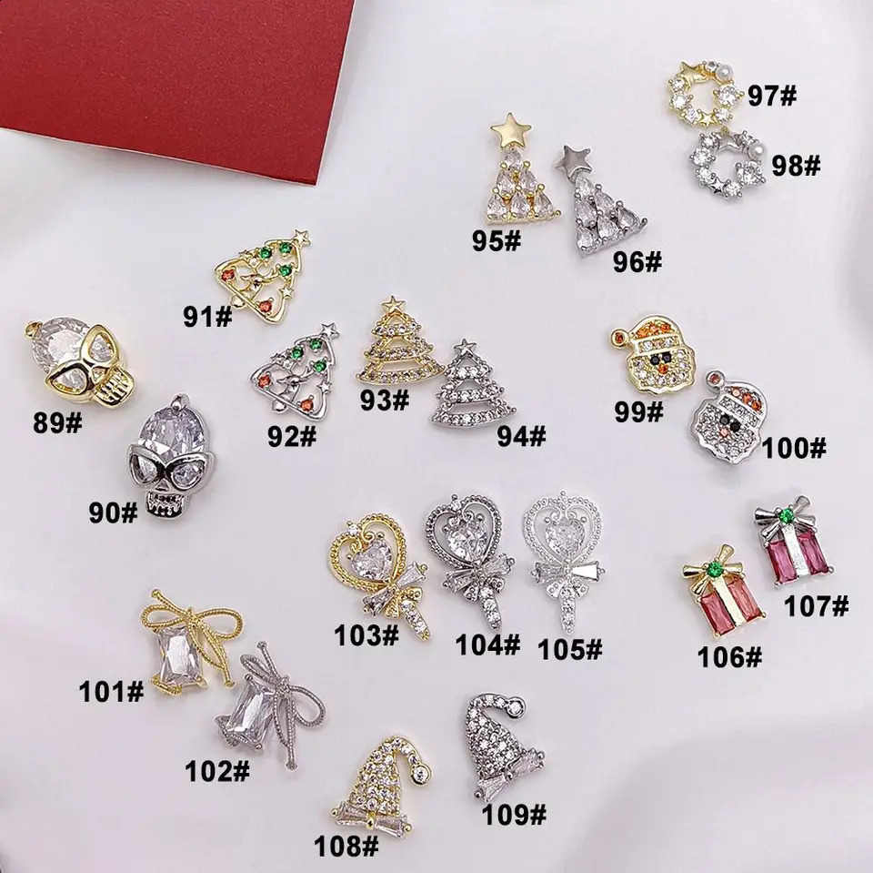 10 pieces/batch Christmas Deer Ants Crystal Nail Art Accessories Jewelry Decoration Nail Accessories Charm Supplies 241008