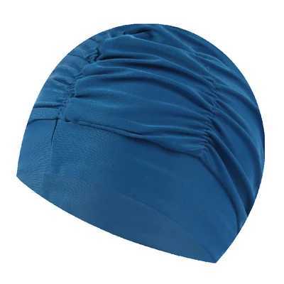 Handmade womens swimming cap swimming pool beach protection ear mask fabric printed womens long hair swimming cap CL241009