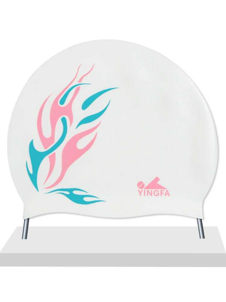 Yingfa 2024 new printed swimming cap womens adult elastic swimming cap waterproof ear protection long hair shower cap CL241009