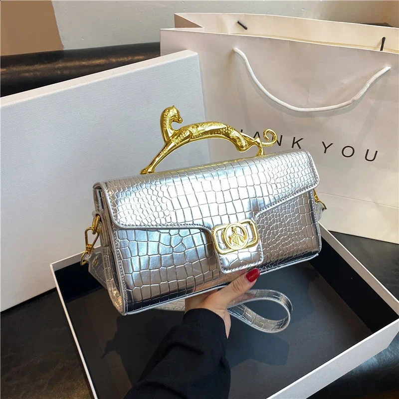 Fashion Womens Pattern Handbag PU Large Capacity Ladies Crossbody Shell Bags Trend Metal Handle Baguette Shoulder Bag 240930