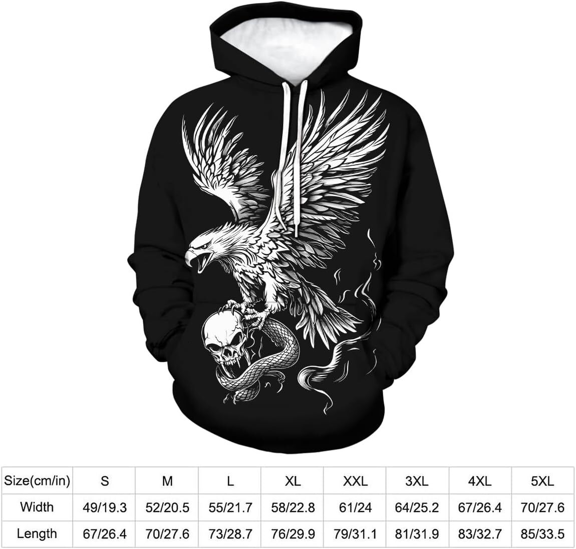 Hoodie for Mens Womens Mens Bald Eagle Hoodies Autumn Winter Long Sleeve Pullover Animal Theme Sweatshirt 3D Graphic Hoodie Graphic tracksuit