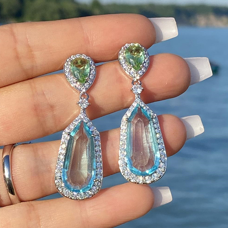 Dangle Earrings for Women, 2024 Aquamarine Bridal Banquet Sterg Sier Jewelry dh912272421