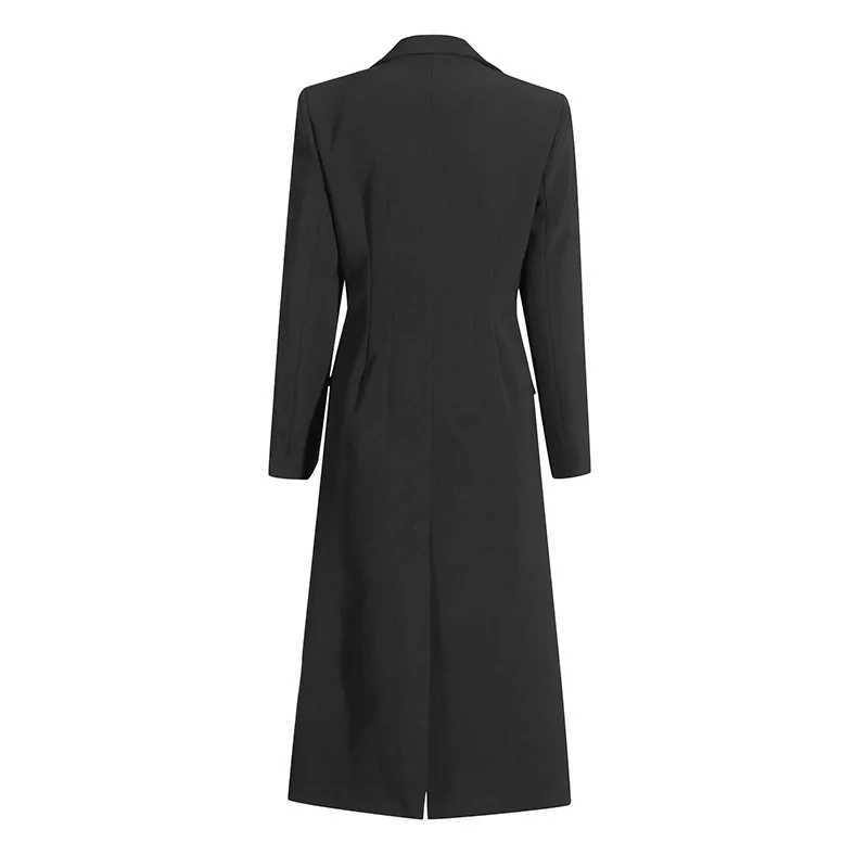 Slim High-Quality Woolen Windbreaker Jacket Autumn Long Sleeve New Style Elegant White Black buckle Long Suit Coat for womenX241009