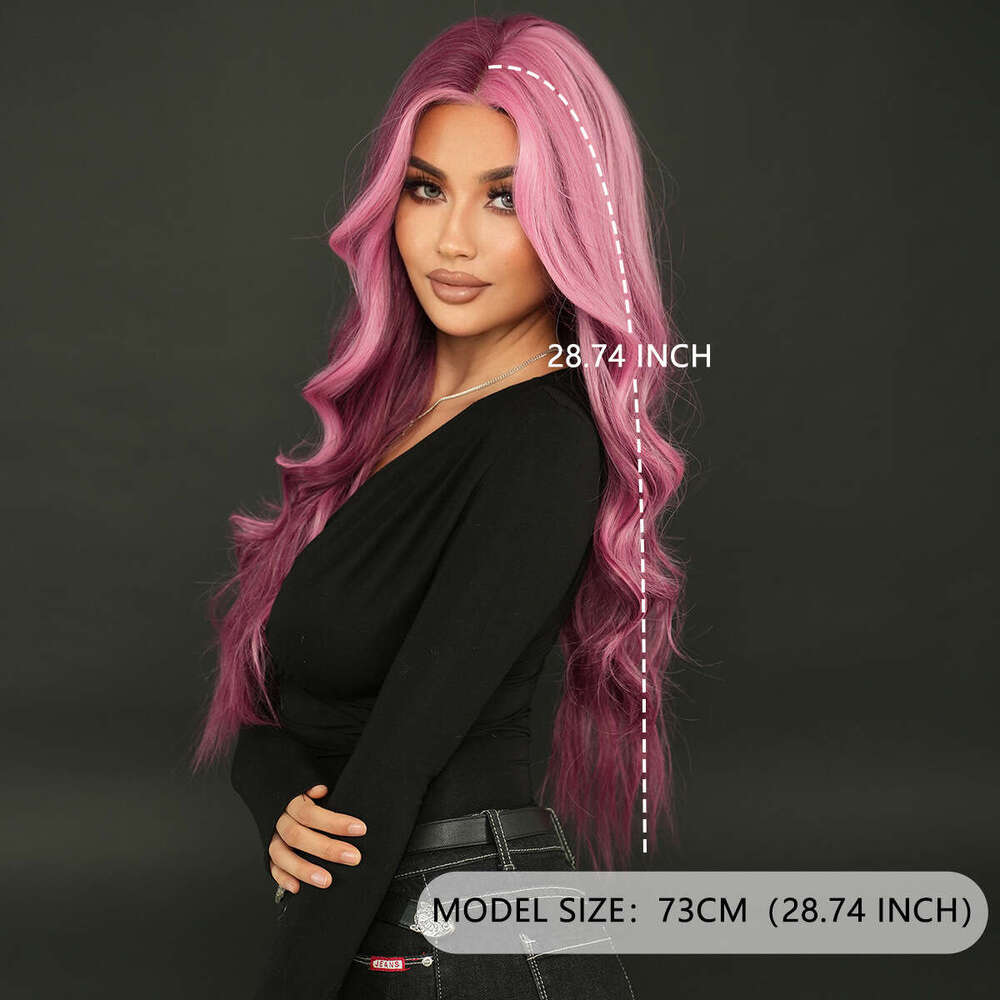 Small lace split hair wig, full head set, starry sky purple dyed fashionable girl wig