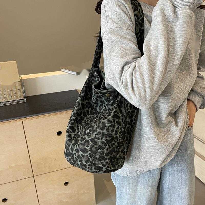 CMM Canvas Bag Womens Leopard Print Cloth Bag French Tote Bag Niche Armpit Bag Shoulder Bag Bucket Bag Hand Held Bag