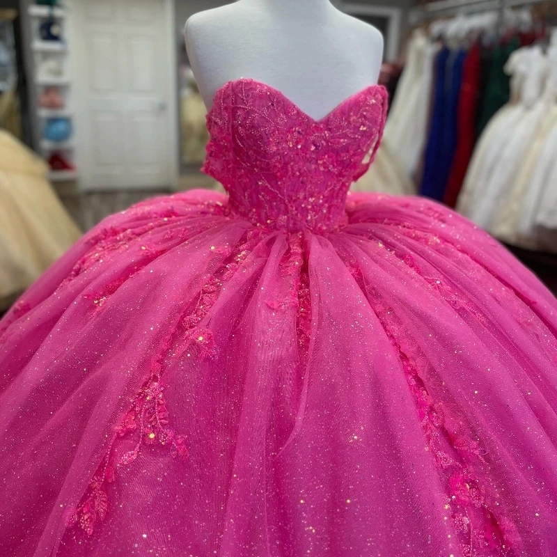Rose Red Shiny Quinceanera Dresses Off The Shoulder Beads Lace Mexican Princess Sweet 16 Birthday XV Ball Gown Cinderella Vestido De 15 Anos