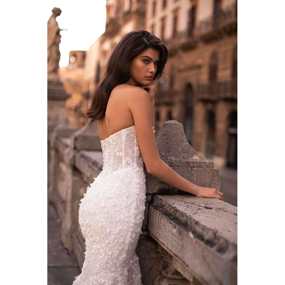 Gorgeous Wedding Dress Mermaid Strapless Appliques Sleeveless or Length Princess Bride Vestido De Noiva Custom Made