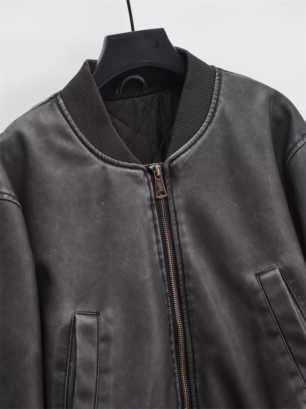 ZACK RAIN Women 2023 Autumn Fashion Ladies Casual Comfortable Inner Padded Long Sleeves Leather For Women's Jacket