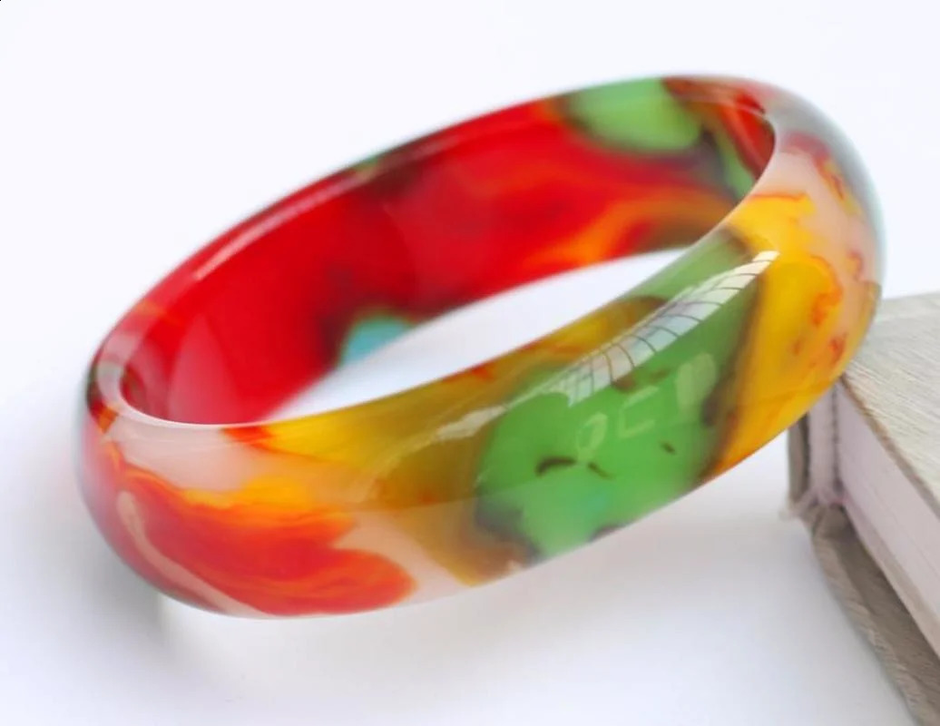 1 piece of natural colored jade bracelet charming jewelry fashionable accessories hand carved gift suitable for women 56-66mm 240925
