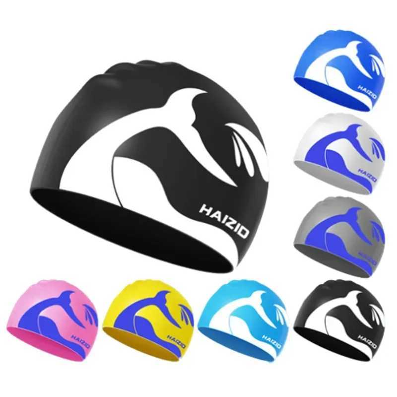 Universal mens swimming cap soft silicone waterproof cute cartoon swimming cap large-sized adult swimming cap pool accessories CL241009