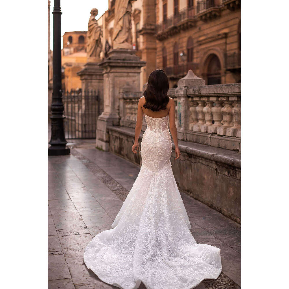 Gorgeous Wedding Dress Mermaid Strapless Appliques Sleeveless or Length Princess Bride Vestido De Noiva Custom Made