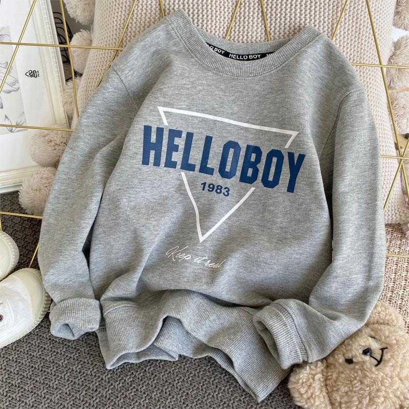 Hoodies Sweatshirts Tiktok Childrens Sweater 2024 New Boys Spring and Autumn Dress Top Medium and Large Childrens Long Sleeve T-shirt Trendy Undercoat