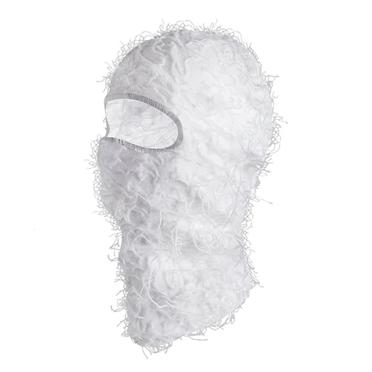 Distressed Ski Mask Full Face Knitted Blur Yeat Shiesty Distress Men and Women White 241009