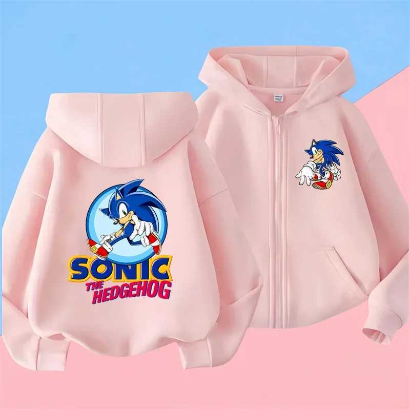 Hoodies Sweatshirts Boys Girls Clothing Casual Sonic zipper Hoodie Set s 2pcs Sets Autumn Toddler Cartoon Hooded +pants Tracksuit Clothes S241095