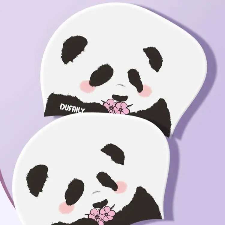 Swimming cap womens silicone adult training universal solid cute large comfortable tangle free waterproof printing panda CL241009