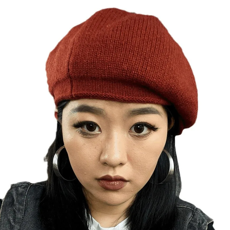 XXL Big Head Size 56-63cm Street Retro Forward Hat UK Beret Fashion Knitted Look Small Face Hat Y2k 241007