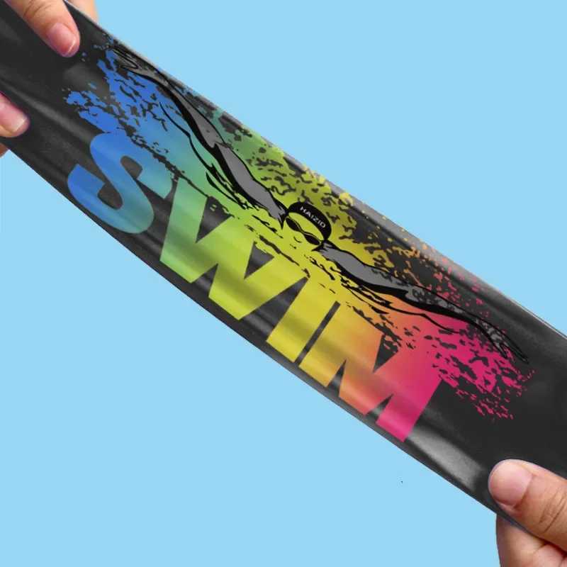 Printed swimming cap silicone anti slip waterproof mens swimming cap high elasticity long hair ear protection adult swimming cap CL241009