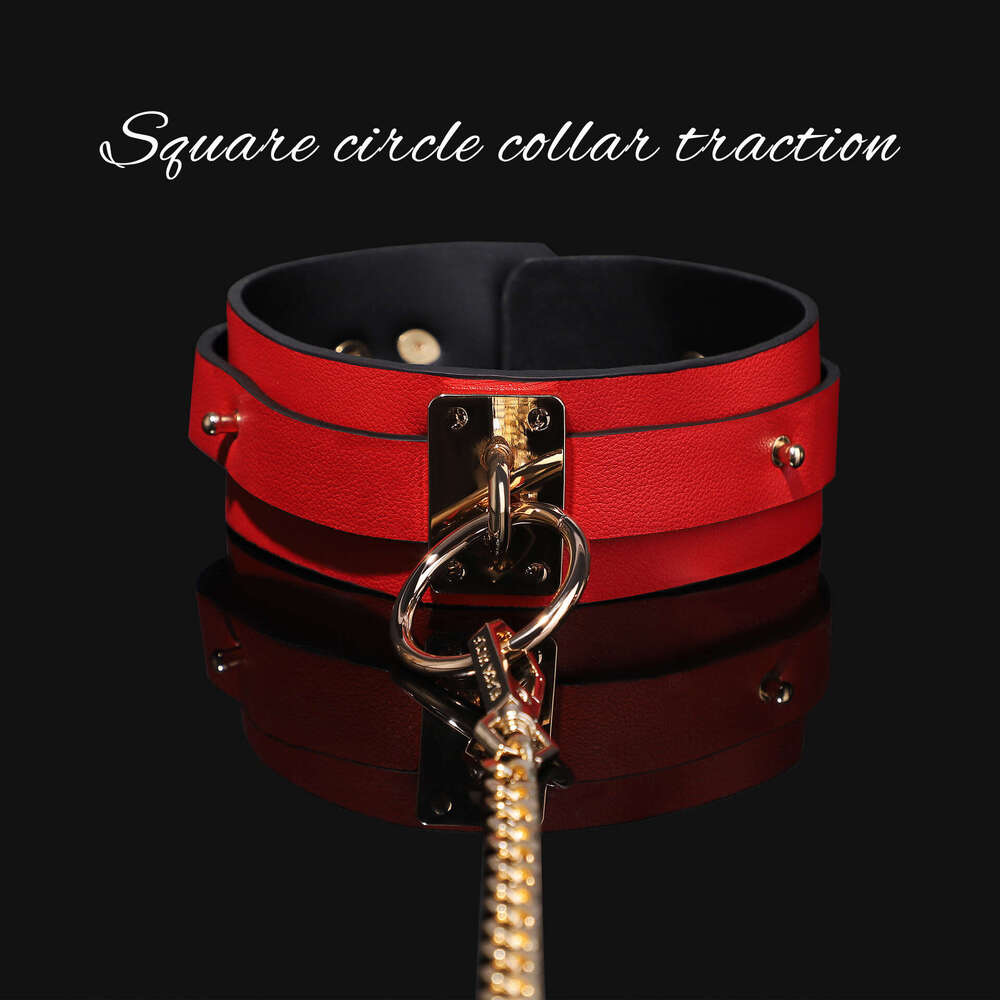Sex toys SM props big red PU sex collar SM traction training sex collar adult sex toys