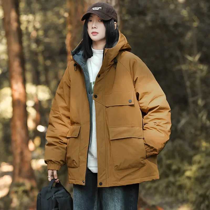 Outdoor Mens Winter Down Coat Hooded 90% White Duck Down Jacket Men Cargo Pockets Hiking Down Outerwear Puffer Jackets JK-039 LX241009