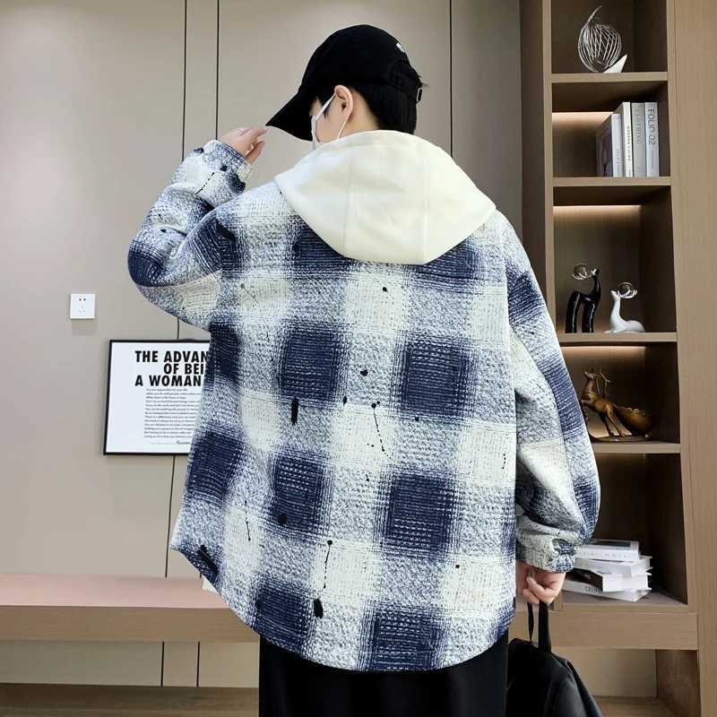 Mens Windbreaker Autumn Winter New Fashion Color-block Short Simple Outdoor Leisure Camping Hooded Coat Mens Trend Jacket LX241009