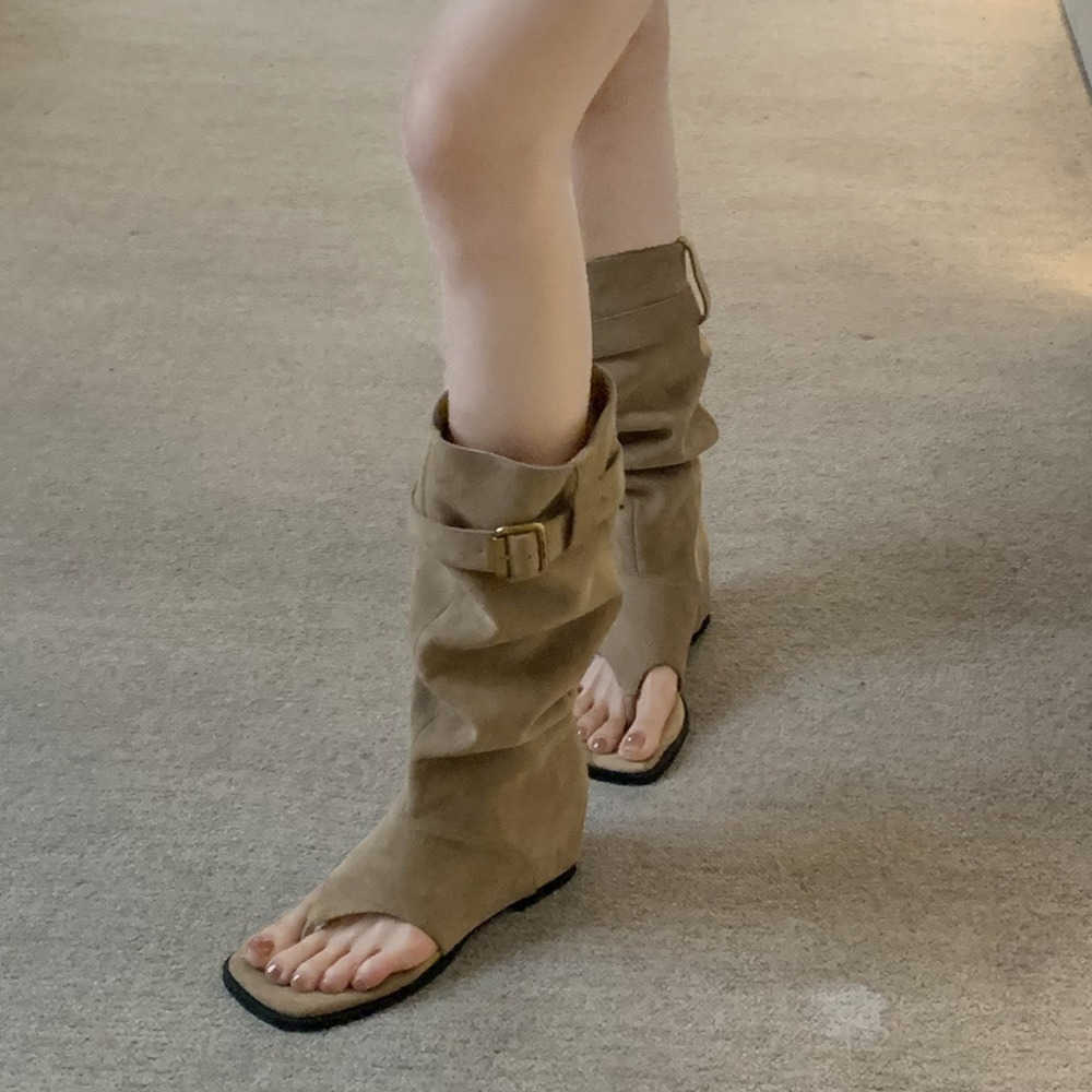 Summer Fashion Boots Fashionable Toes Martin Boots Western Skinny Mid Stacked Ankle Boots For Women 240826