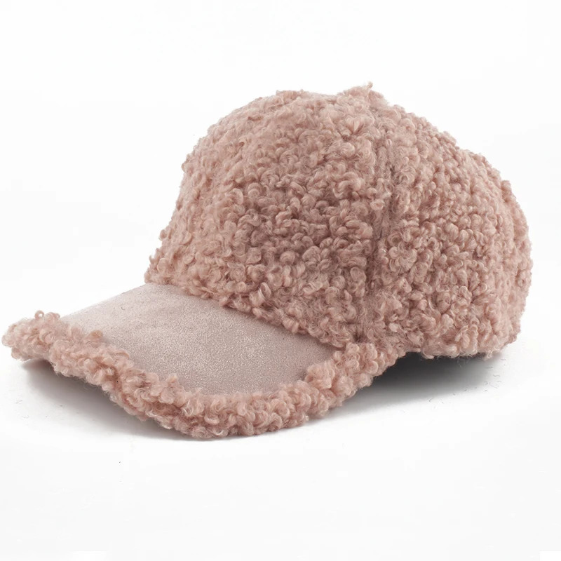 Winter Hat Cashmere Baseball Womens Solid Hip Hop Snap Cap Outdoor Adjustable Warm Sun 241009