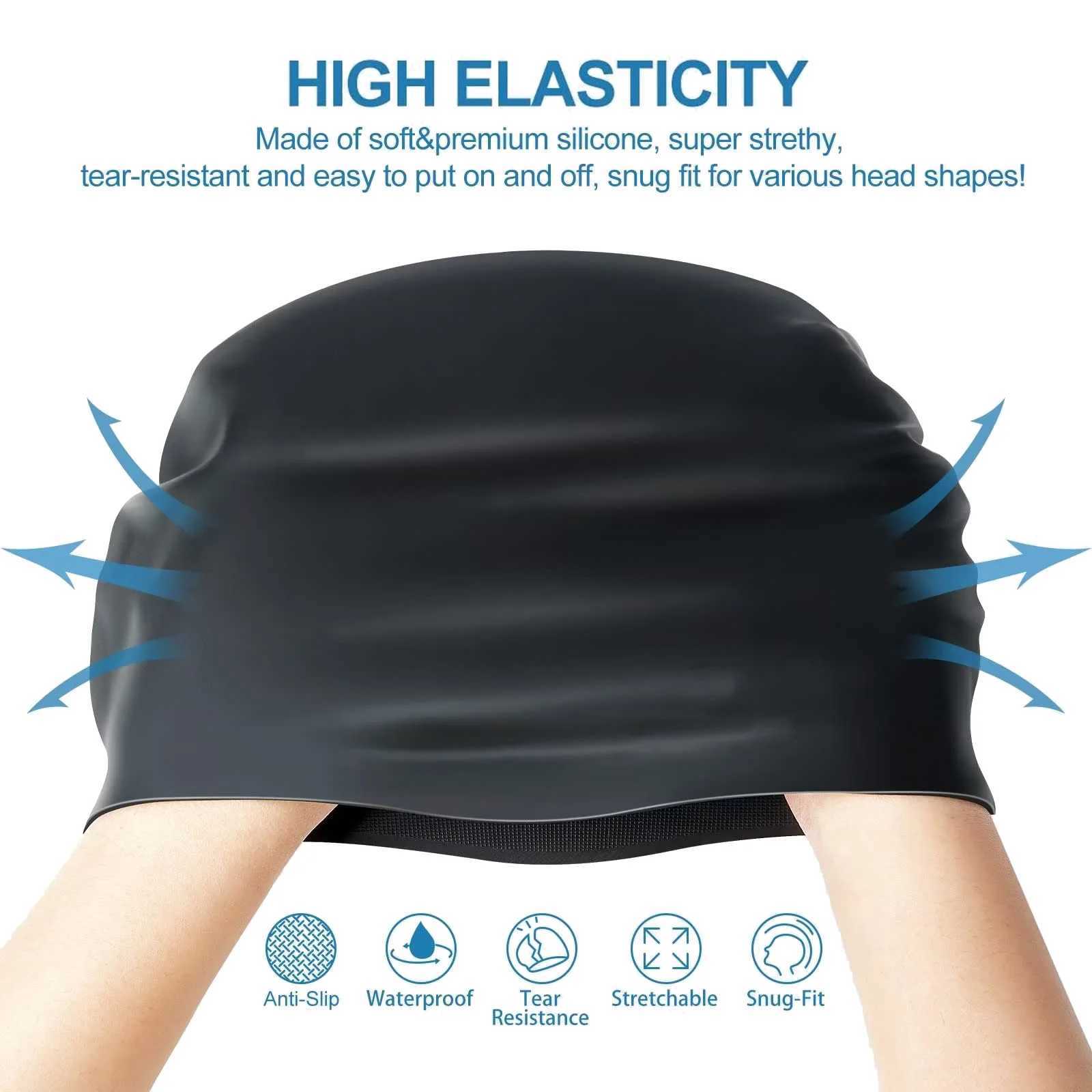 Silicone swimming cap classic unisex suitable for both adults and children comfortable and durable anti slip elastic waterproof suitable for long and 