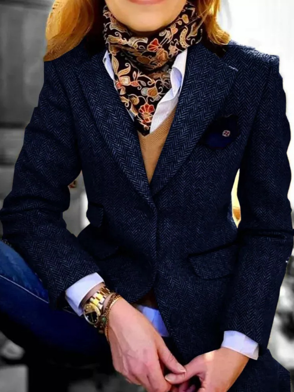 Fashion Mother of the Bride Suits One Piece Set Jacket Women Business V Neck Two Pocket Formal Work Wear