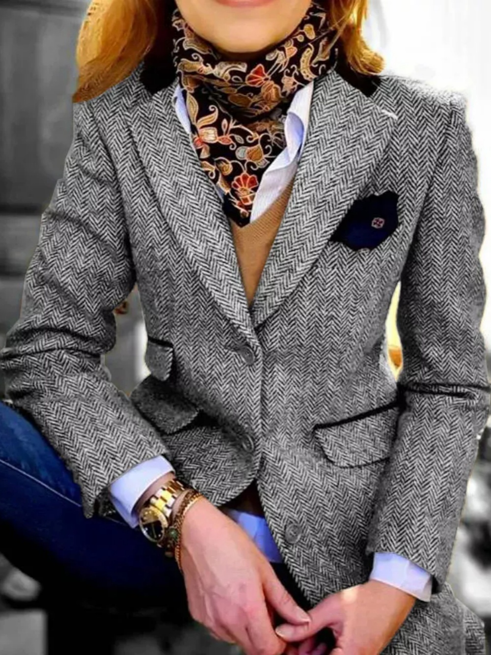 Fashion Mother of the Bride Suits One Piece Set Jacket Women Business V Neck Two Pocket Formal Work Wear